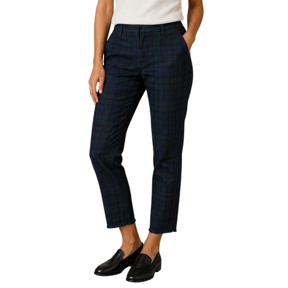 Frank & Eileen Dark Navy Green Plaid Watch Trousers Women's 12